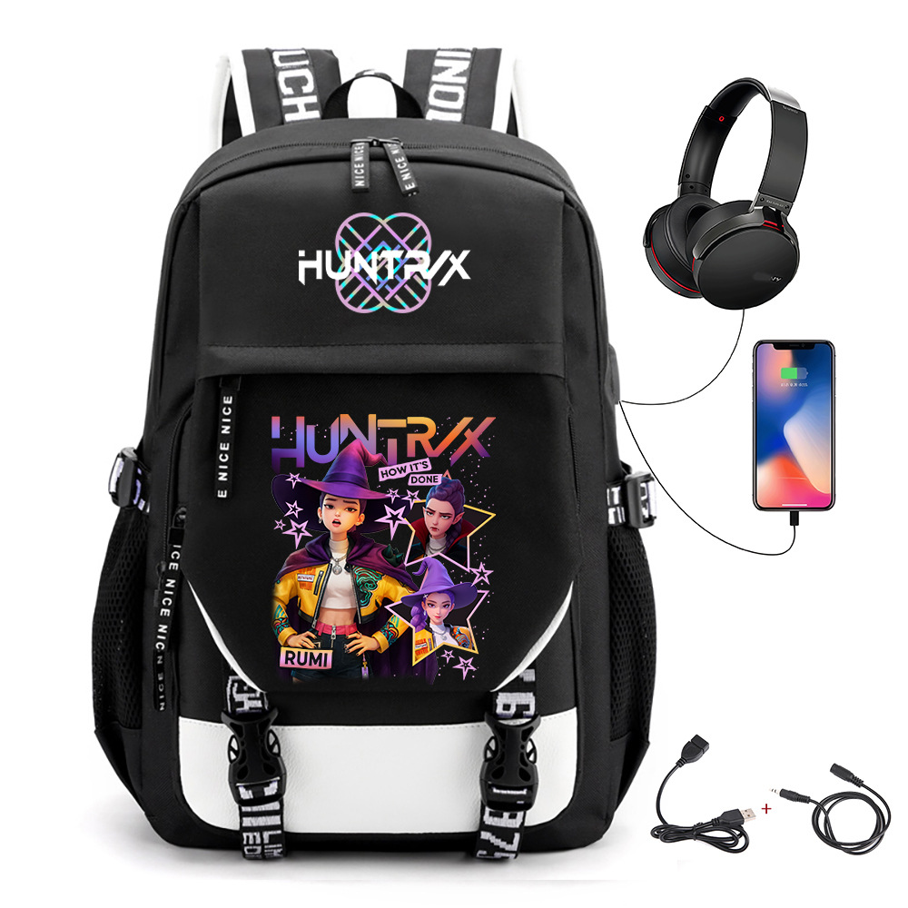 Comercio exterior transfronterizo KPOP Caza de brujas película impresión perimetral mochila mochila escolar mochila USB
