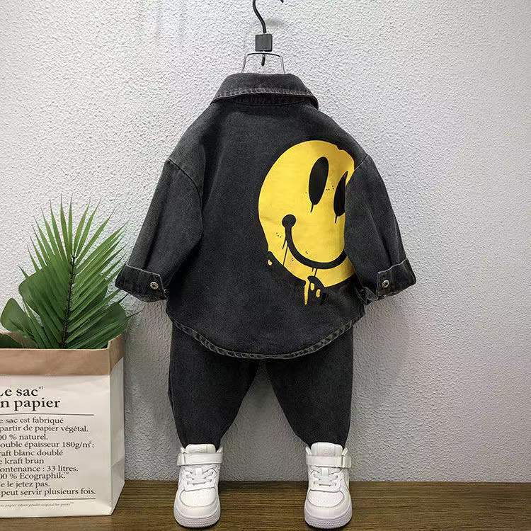 Berniukų kaubojus, besišypsantis veidas, naujas 1–3 metų 2 marškinėlių dviejų dalių rinkinys, madingas kūdikiams pavasariui ir rudeniui_voghion.com