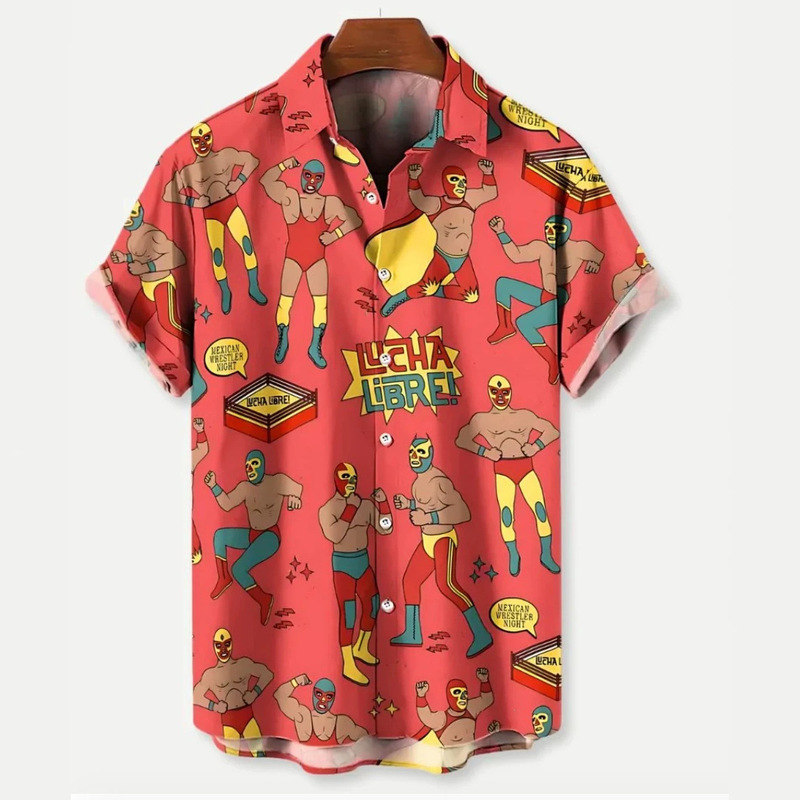 European and American cross-border men's casual Hawaiian style 3D digital print floral short-sleeve shirt wholesale