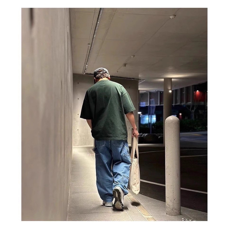 Inv X Car Collaboration Double-Knee Deconstructed Jeans Straight Loose Casual American Retro Work Pants Trendy