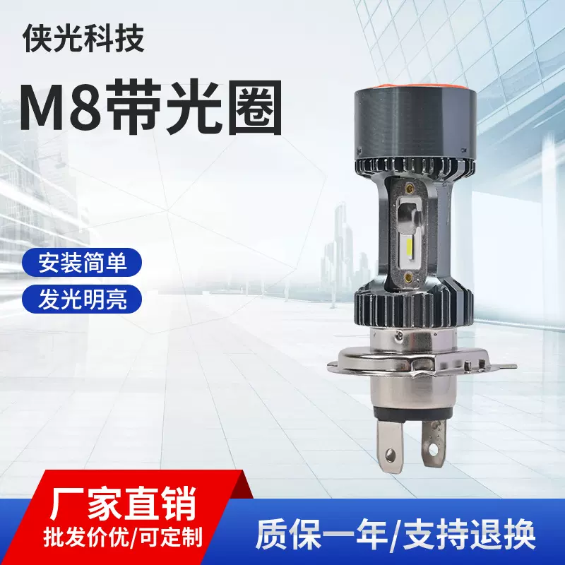 亚马逊摩托车前照灯M8带光圈高亮LED电动车灯摩托车射灯