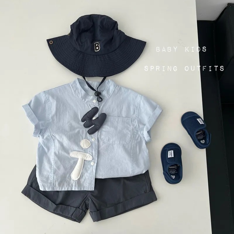 男宝宝夏天衣服夏季小童宽松帅气衬衫短裤套装婴幼儿外出两件耐用|undefined