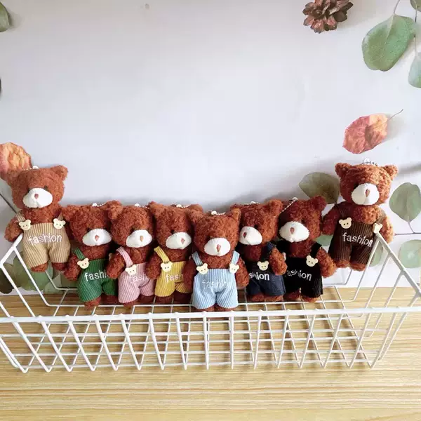 Cute One-Piece Blush Bear Doll Pendant Bouquet Bear Accessories Human-Shaped Bear Keychain Chain Manufacturer Wholesale