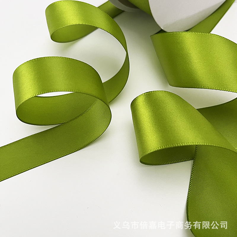 녹색 리본 4CM 롤 꽃 활 장식 폴리에스테르 벨트 솔리드 컬러 리본 2CM 롤 선물 리본 6MM