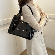 新款透明PVC背心手提袋定制logo 大容量韩版精美女士单肩夹果冻包