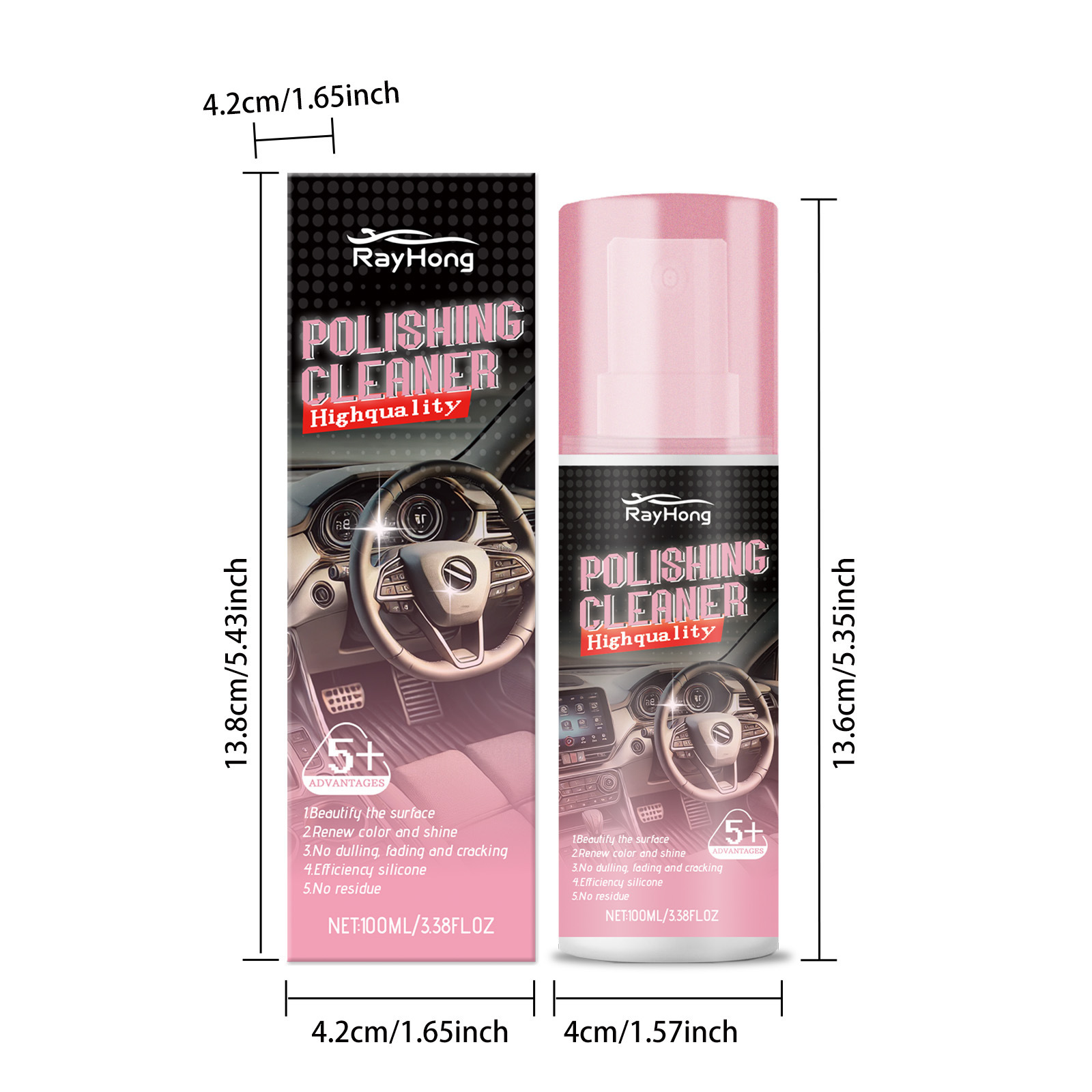 Rayhong Car Interior Polish, Car Leather Interior Maintenance, Cleaning, Care, Polishing and Refurbishing Agent