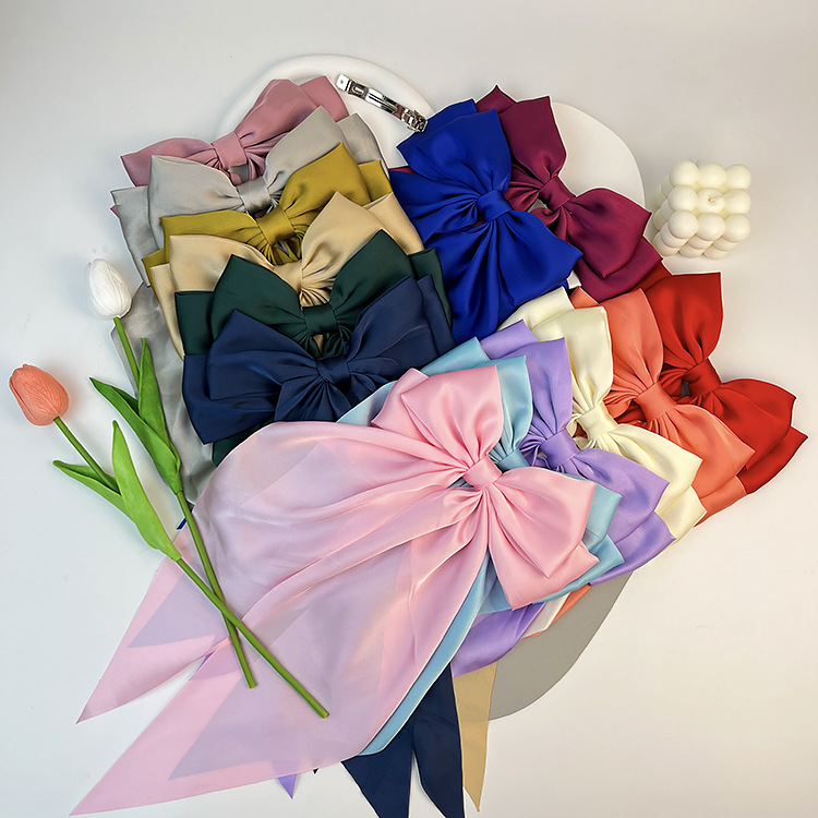 50g Weight Hair Clip Hair Accessories Type 1 Piece Quantity Daily Occasion satin Material Bow Knot Pattern Women's Gender Sweet Style Women's Sweet Bow Knot Satin Hair Clip 2