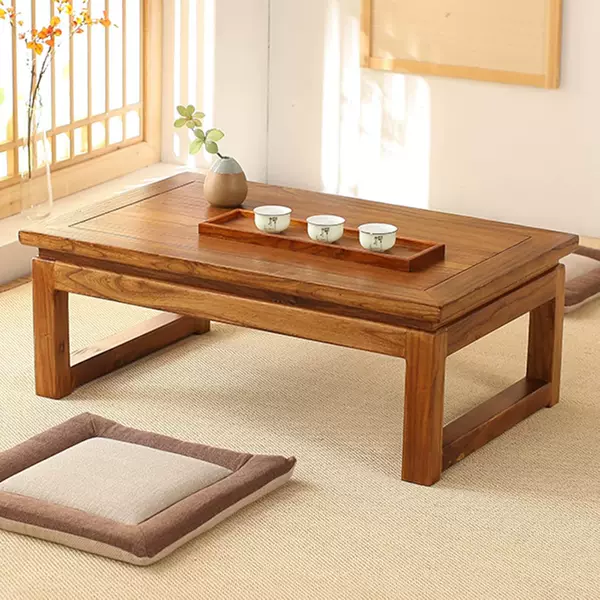Old Elm Wood Bay Window Small Coffee Table, Chinese-Style Solid Wood Low Table, Household Tatami Tea Table, Kang Table, Computer Table, Dining Table