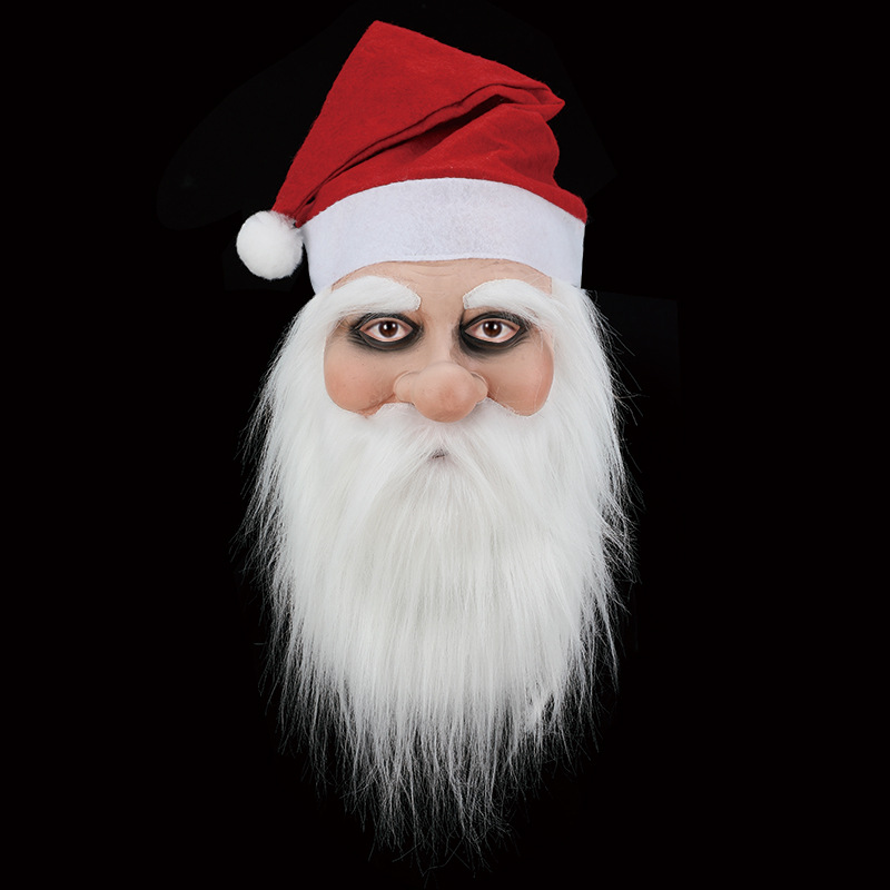 Máscara de Halloween sombrero de látex Santa Claus mismo casco de látex barba blanca viejo hombre máscara FIESTA DE Navidad