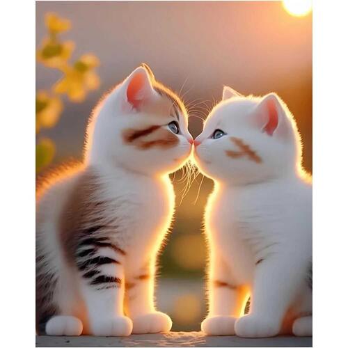 Healing System Cute Kitten Self-adhesive Sticker for Children's Room Wall, Bedroom Doors and Windows Car Body Decoration Cartoon Sticker