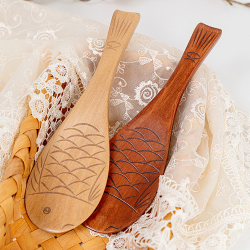 Japanese Internet celebrity fish-shaped rice spoon wooden rice spoon dry rice spoon household tableware rice shovel manufacturer wholesale