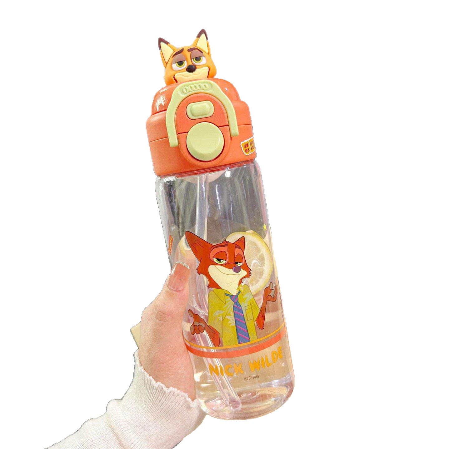 Animal loco taza de agua para niños doble bebida paja para estudiantes para ir a la escuela hervidor de agua especial de alto valor facial taza deportiva conveniente