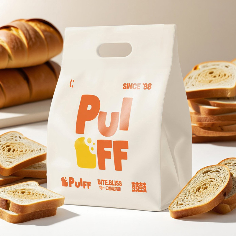 现货简约烘焙点心外卖专用打包袋密封防水一次性塑料商用手提袋
