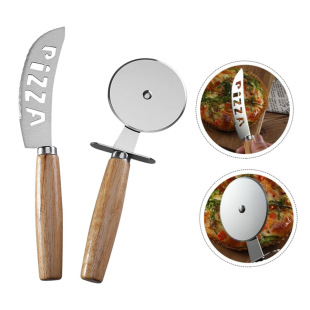 Factory wholesale home wooden handle wooden kitchen baking tool titanium Japanese cheese knife suit pizza set knife combination