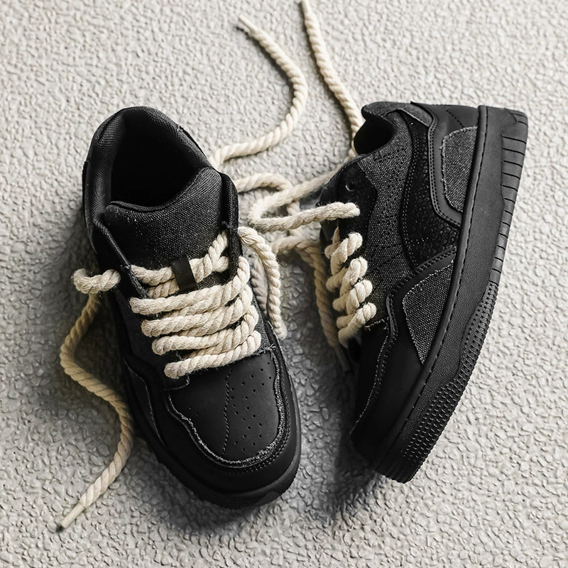 Нишевые хлебные туфли с грязной оплеткой оригинального дизайна, мужские и женские парные туфли, модные повседневные универсальные черные туфли на платформе, увеличивающие рост