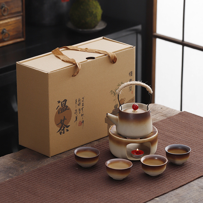 Slow-Cooking Tea Set with Wood-Fired Coarse Pottery Teapot, High-End Household and Outdoor Camping Ceramic Tea Cups, and Tea Warmer Slow-Cooking Tea Set with Wood-Fired Coarse Pottery Teapot, High-End Household and Outdoor Camping Ceramic Tea Cups, and Tea Warmer