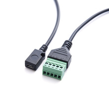 免焊接USB micro5p母转绿色端子螺丝接线5芯线传输数据充电延长线