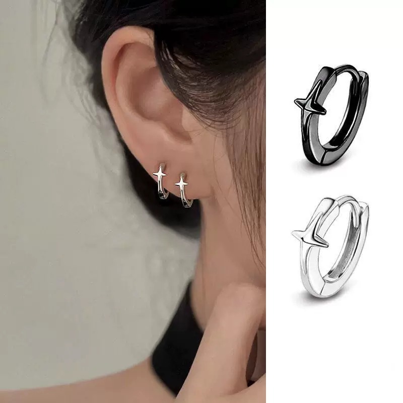 Cross Star Earrings, Earrings, Ear Bone Rings, Earrings, Men's Niche Design Earrings, Women's Simple, Versatile and High-End Earrings