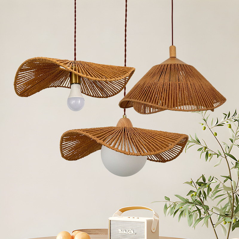 Lámpara de cuerda de cáñamo de viento silencioso Retro Café Residencial escaparate tienda de ventanas dormitorio lámpara principal de comedor lámpara de lámpara mayorista