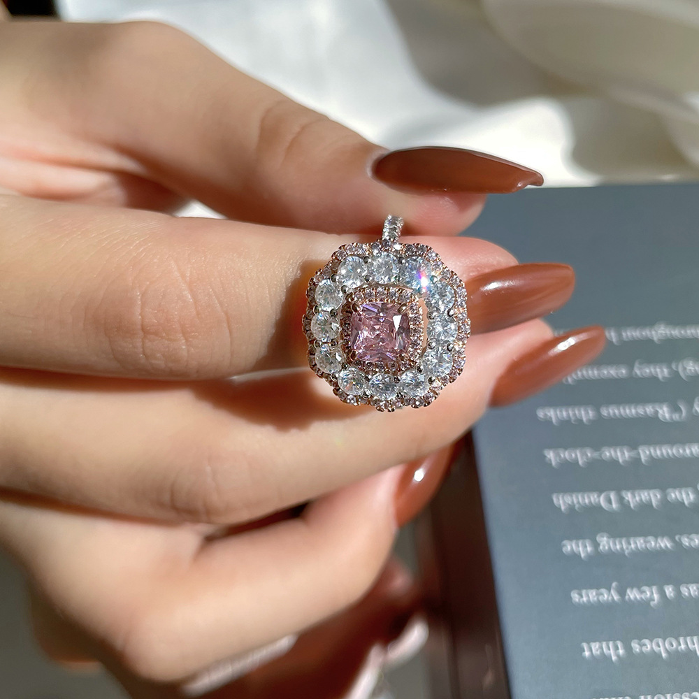 Fashion Geometric Sterling Silver Inlay Zircon Rings 1 Piece