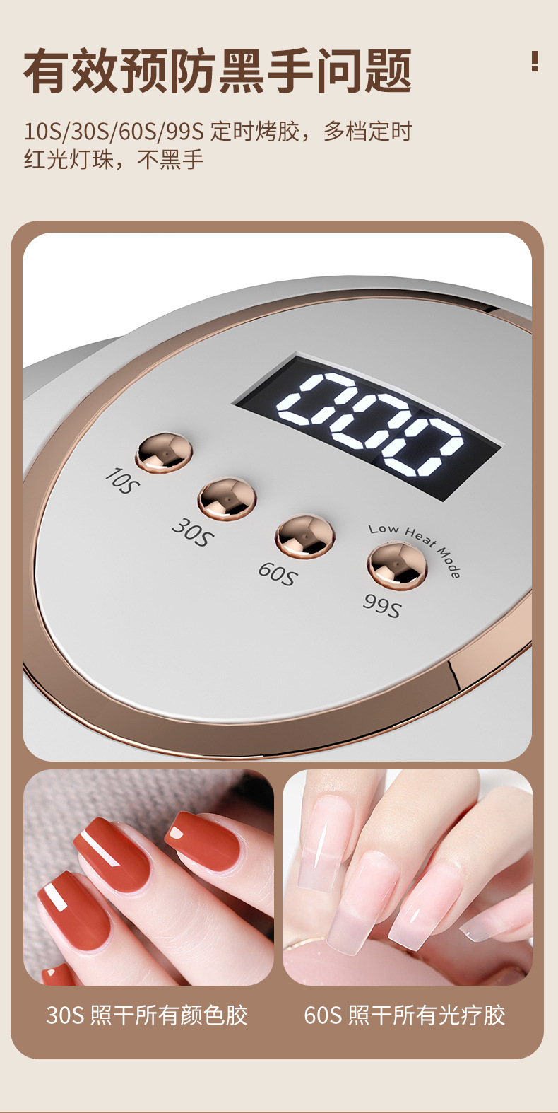 UV LED nail curing lamp for fast-dry gel manicure
