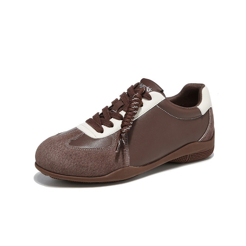 Zapatos de entrenamiento marrón Augu Shi Deng de entrenamiento para mujeres 2025 nuevo otoño con suela gruesa retro ballet Gump zapatos deportivos de mujer moda