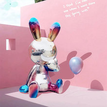 玻璃钢电镀喷镀美陈商场雕塑网红兔子卡通广场雕塑摆件潮牌月光兔