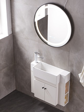 批發小窄戶型實木浴室櫃組合人造大理石掛牆洗手臉台盆衛浴櫃水池