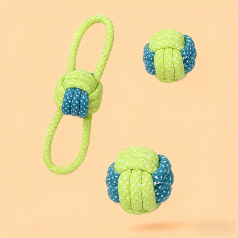 Juego de juguetes para perros y gatos, juguete de cuerda de algodón resistente a mordidas con nudo de bola, juguete para limpiar los dientes, suministros transfronterizos para mascotas, juguetes para perros
