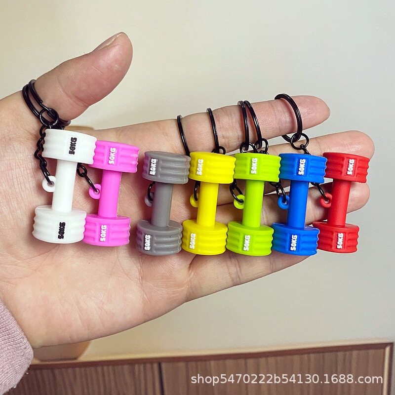 New Dopamine-Themed Mini Dumbbell Keychain Sports-Style Bag Accessory Gym Opening Gift