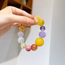 天然水晶多宝五行原创手链黄水晶紫锂云母粉晶红胶花太阳石蔷薇石