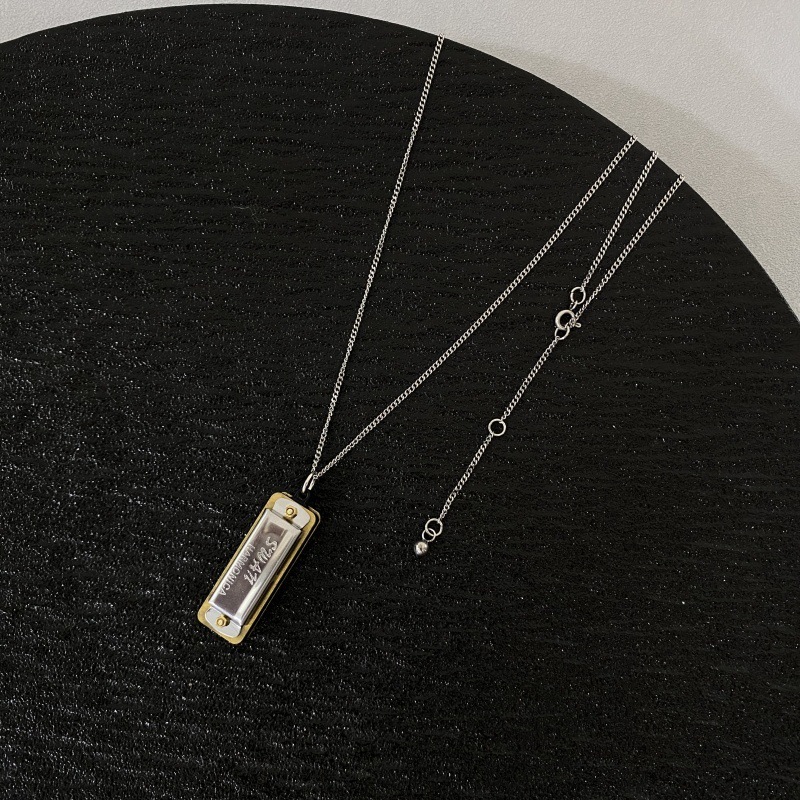 Fever Blogger's Same Style Unisex Harmonica Necklace, Niche Design Couple's Sweater Collarbone Chain for Women