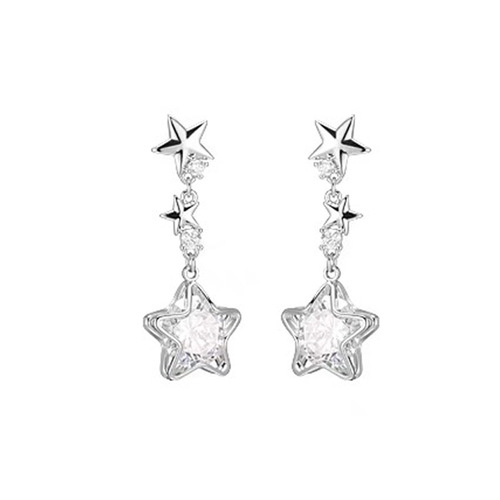 Exquisite zircon star tassel earrings for women, high-end temperament, light luxury earrings, fashionable design, silver needle earrings, earrings