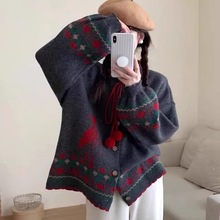 春季新款胖MM蝴蝶结针织开衫女大码女装高级感宽松洋气毛衣外套潮