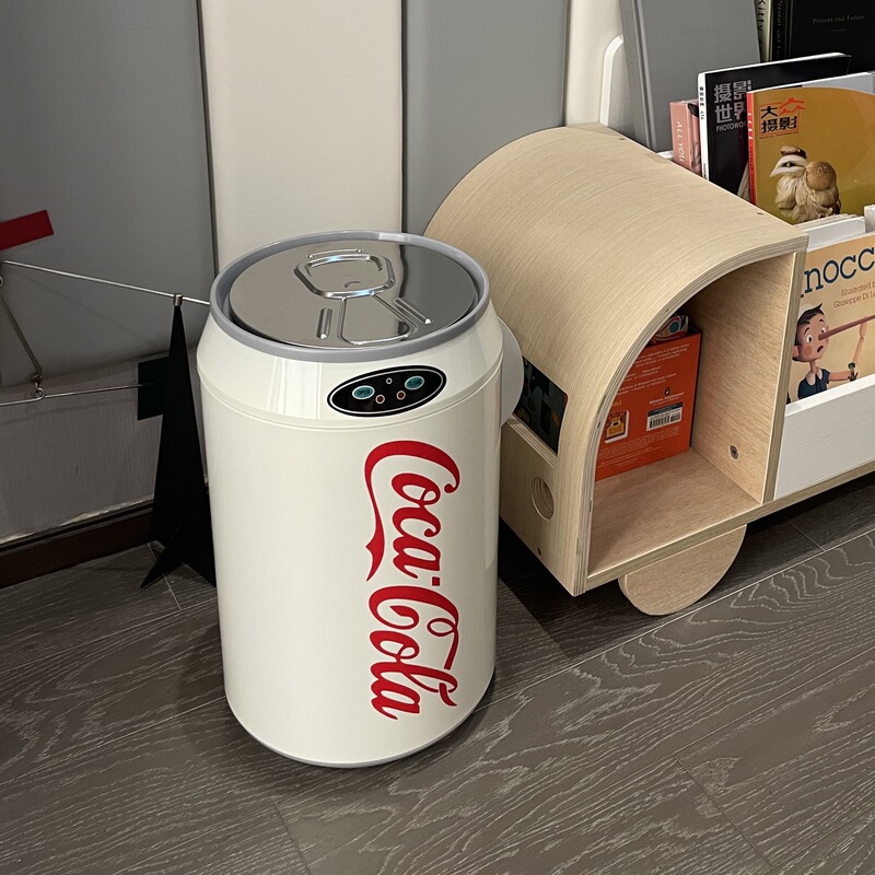 Q1L Coca-Cola Smart Sensor Trash Can Stainless Steel Home Living Room Bedroom Kitchen Cute and Beautiful
