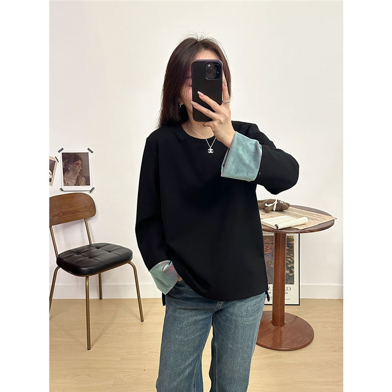 Big Sale, Non-Refundable and Non-Exchangeable! Chinese Style Niche Design Top Velvet Splicing Sleeves Loose Hooded Sweatshirt for Women
