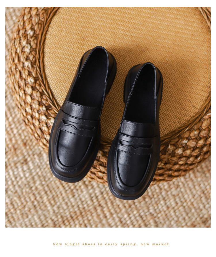 Women's Mary Jane Loafers Flat Casual British Style Leather Shoes_voghion.com