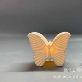 创意蝴蝶透光家居艺术陶瓷花瓶中古高级感ins风民宿装饰摆件花器