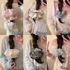 蕾丝大肠韩系发圈女超仙刺绣温柔花边丸子头发绳半扎头绳扎发头花