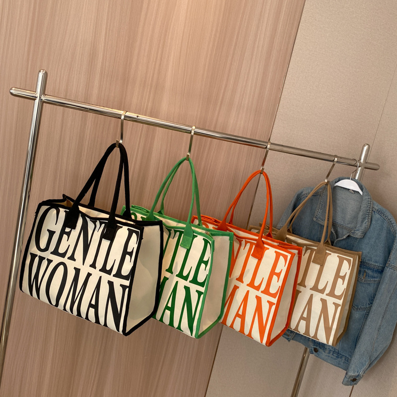 Baby and Mother Bag Large Capacity Mummy Bag Fashion Alphabet Mother Bag Handbag for Work Commute Canvas Lady Shoulder Bag