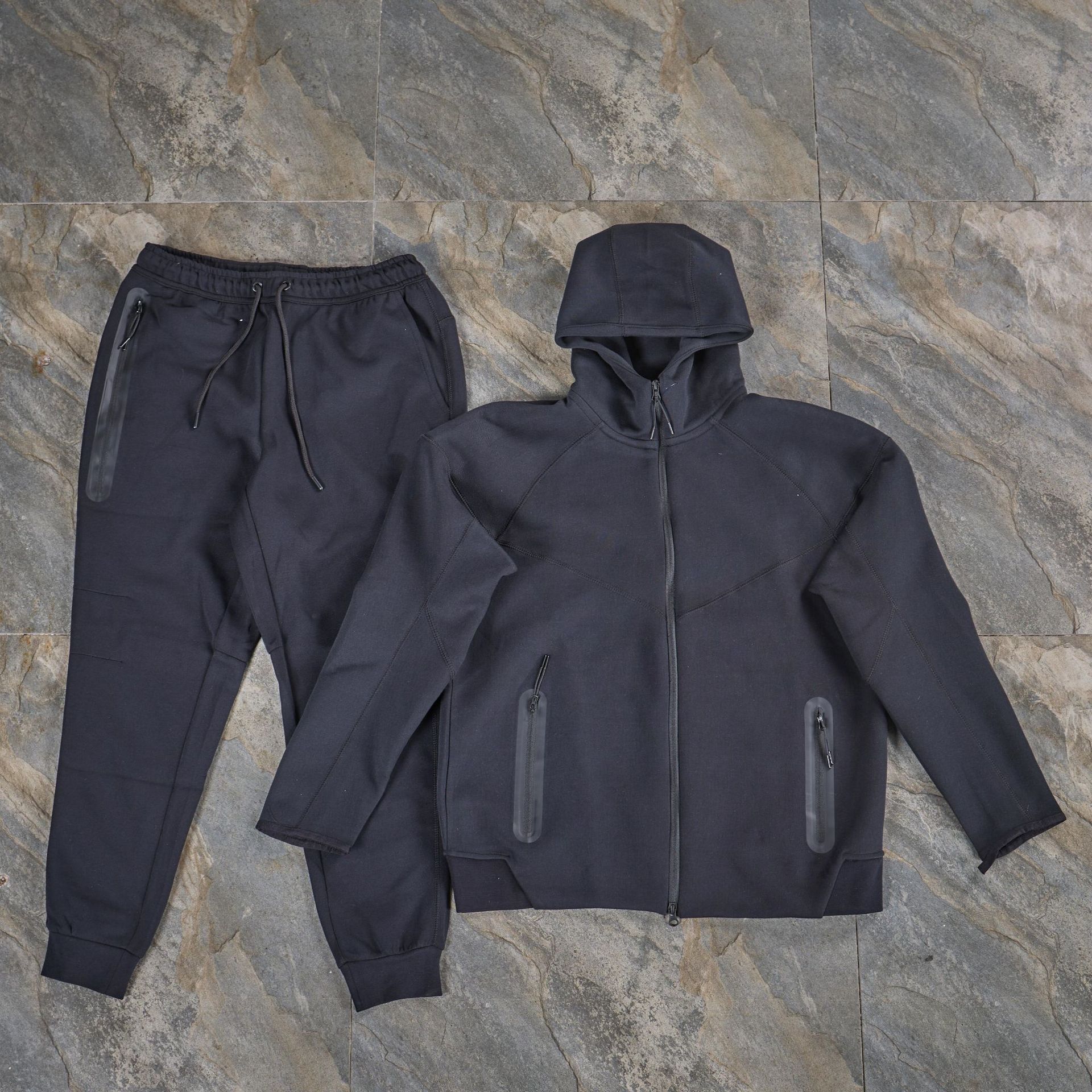 Traje deportivo de algodón de aire traje deportivo de hombre manga larga chaqueta con capuzas de color con cremallera prensada pantalones de seguridad