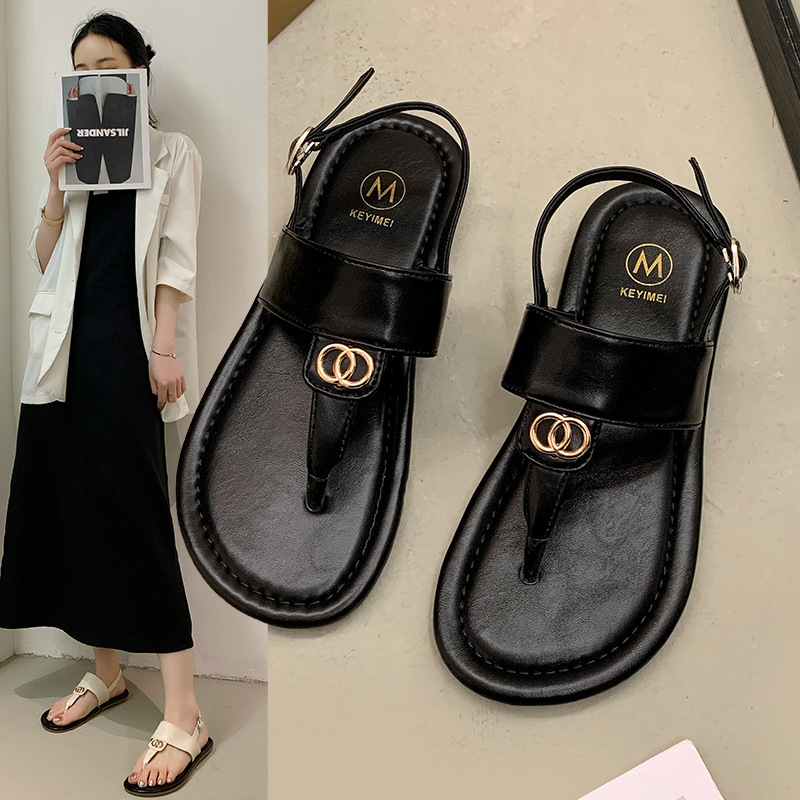 Sandali infradito retrò rossi netti estivi nuovi sandali infradito da donna S Ins scarpe da spiaggia piatte al mare dal design di nicchia alla moda_voghion.com