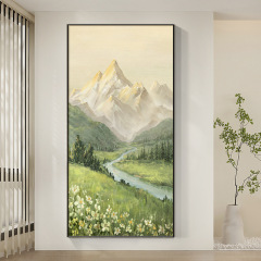 日照金山入戸玄関装飾画山水風景油絵客間壁画廊下通路高級感掛け画