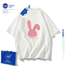 NASA白色t恤女童夏季2023夏装中大童装可爱洋气半袖儿童短袖批发