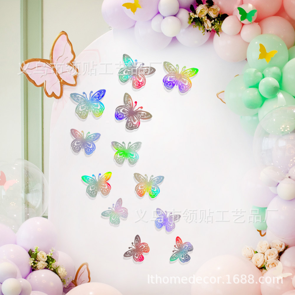 LTHD024 papel hueco mariposa tridimensional mariposa aniversario decoración decorativa decoración de fiesta de cumpleaños