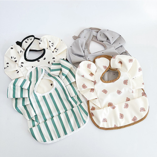 ins Korean version baby food bag angel wings PU waterproof bib children's bib food supplement anti-dirty saliva bag