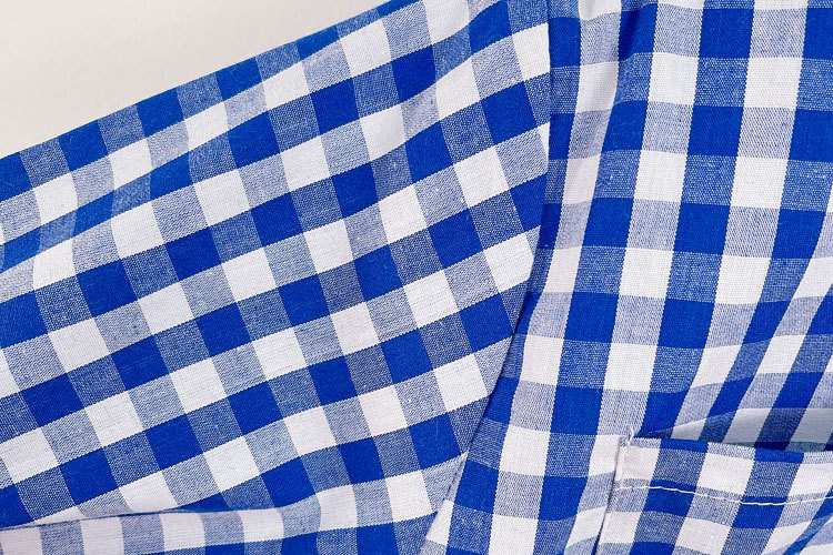 海蓝格子衬