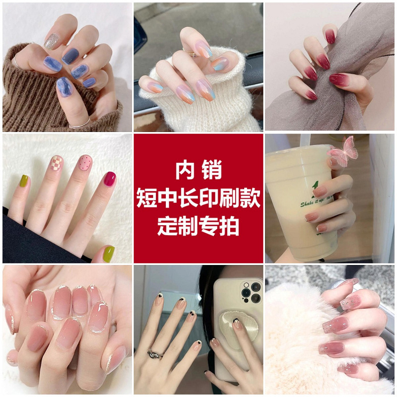Hot-selling wearing nail ballet nail patch short medium and long printing fake nails can be designed with drawings and samples Hot-selling wearing nail ballet nail patch short medium and long printing fake nails can be designed with drawings and samples