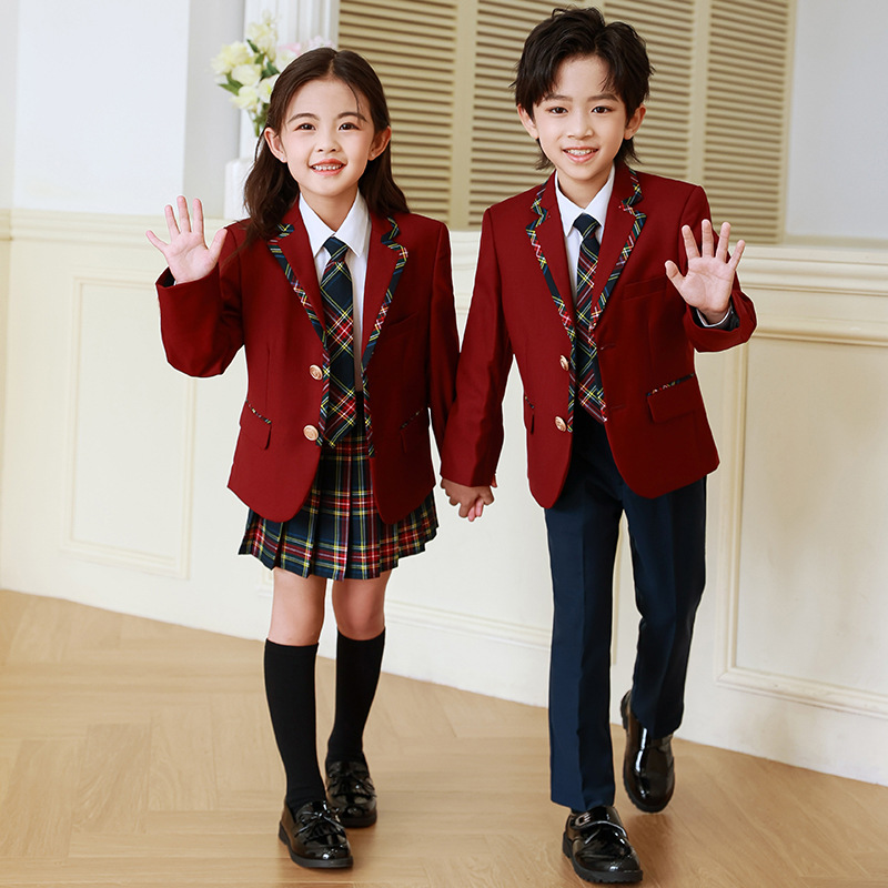 Traje uniforme escolar para niños primavera y otoño invierno estilo de la Universidad británica Primer Grado Escuela Primaria estudiante clase uniforme jardín de infantes traje de uniforme de jardín