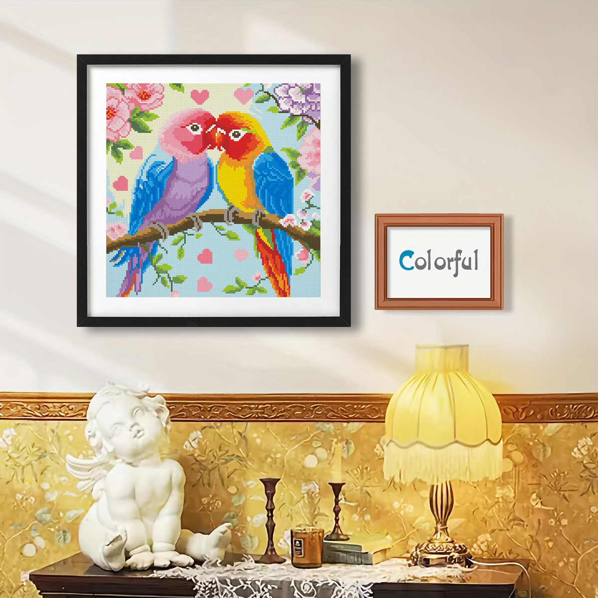 Nuevos productos transfronterizos Love Birds punto de cruz pareja loro comercio exterior venta caliente punto de cruz autobordado piezas pequeñas